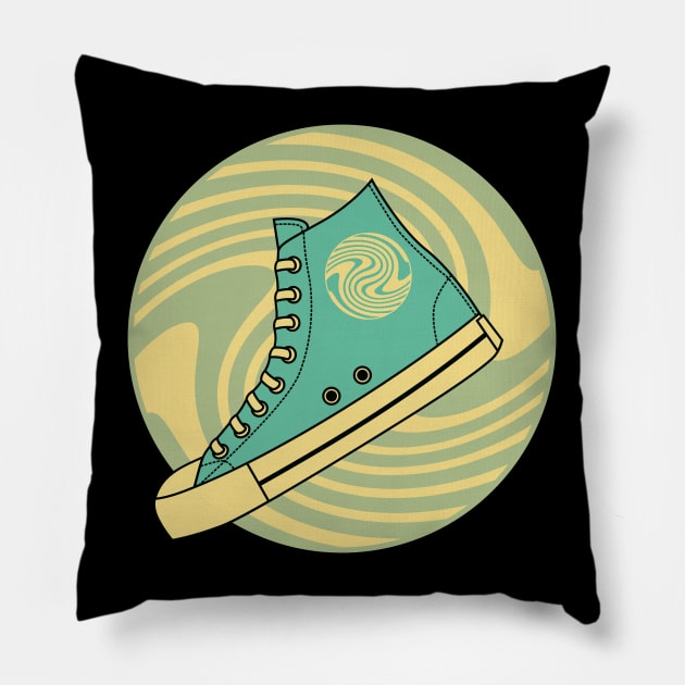 Green High Top Sneaker Pillow by 1001Kites