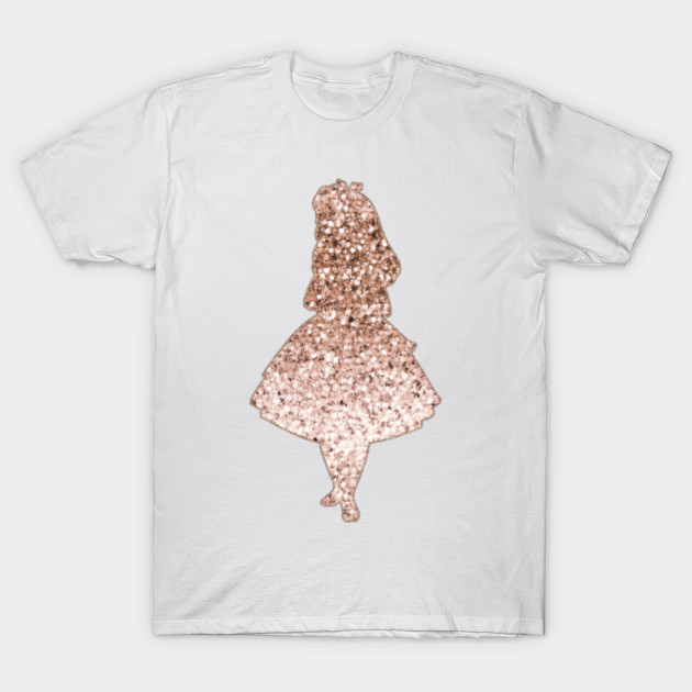 Sparkling Rose Gold Alice Alice In Wonderland T Shirt