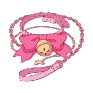 The cute pink cat bell collar choker with chains T-Shirt