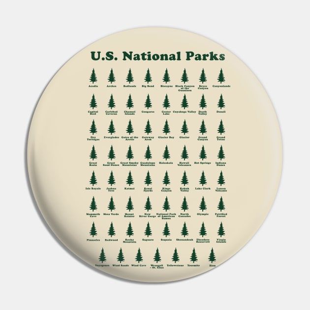 U.S. National Parks All 63 National Parks Hiking Camping Pin by PodDesignShop