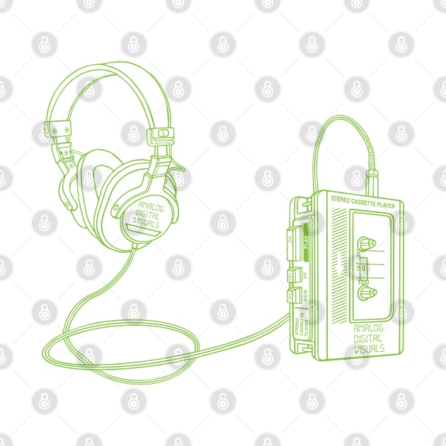 Portable Tape Player (Yellow Green Lines) Analog / Music by Analog Digital Visuals