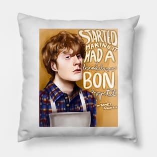 James Acaster ‘Started making it. Had a breakdown. bon appetit’ Pillow