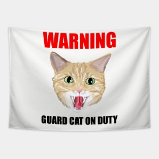 Beware Guard Cat (orange tabby) Tapestry