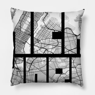 New York, United States City Map Typography - Light Pillow