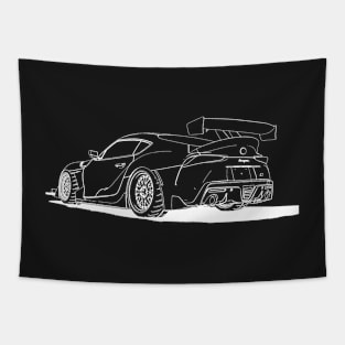 Supra JDM Wireframe White Drawing Tapestry