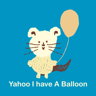 Cat With Balloon Cute Illustration T-Shirt