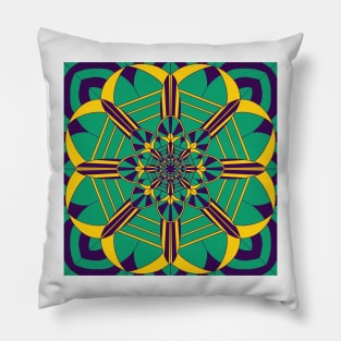 Pattern of Teal, Purple, and Gold Pillow