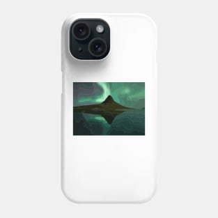 Mount Kirkjufell under the Northern Lights Painting Phone Case