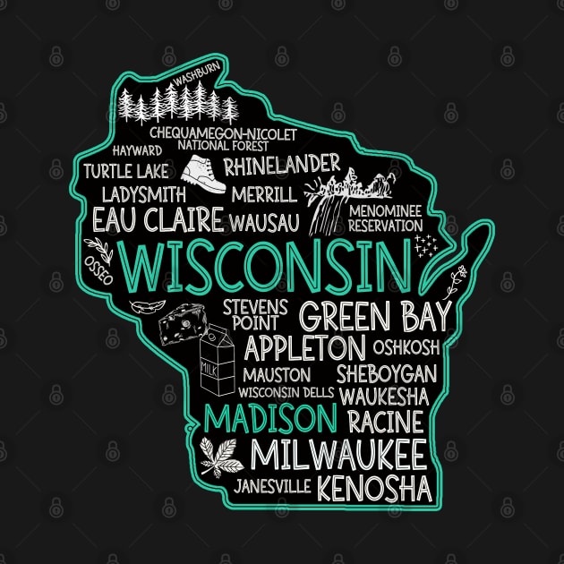 Madison Wisconsin cute Osseo, Green Bay, Kenosha, Racine, Appleton, Waukesha, Eau Claire, Oshkosh, Janesville by BoogieCreates