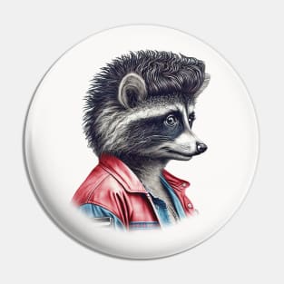 80s Raccoon With Mullet Pin