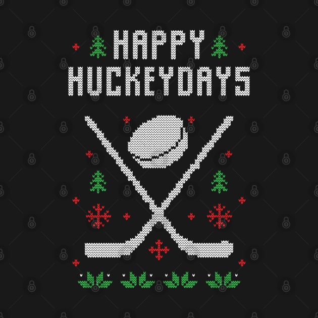 Happy Hockeydays Funny Ugly Christmas Sweater by BadDesignCo