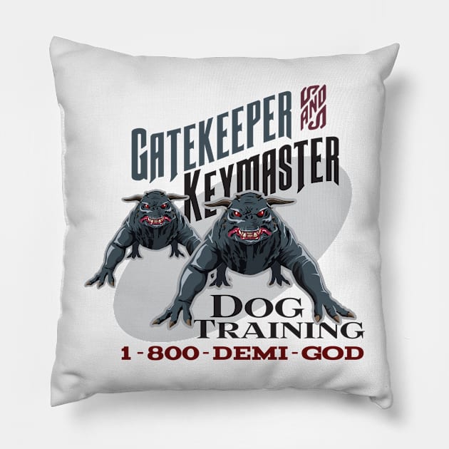Gatekeeper and KeyMaster Dog Training Pillow by MindsparkCreative