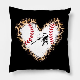 Baseball in my heart, leopard, vintage baseball Pillow