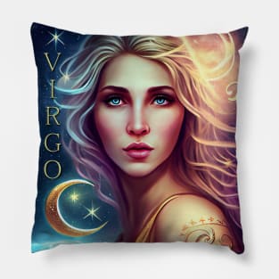 Zodiac Sign VIRGO - Fantasy Illustration of astrology Virgo Pillow