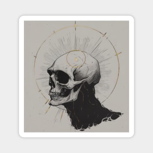 Monotone Illustration of Skull Magnet