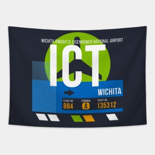 Wichita (ICT) Airport // Retro Sunset Baggage Tag Tapestry