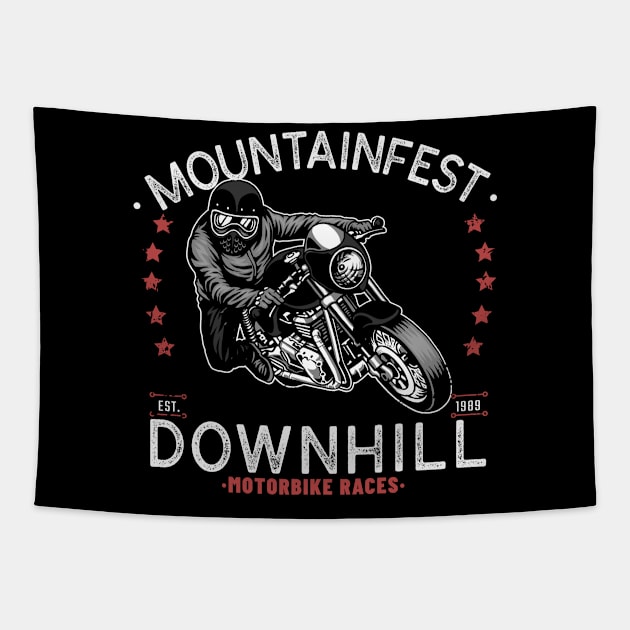 Mountainfest Downhill Motorbike Race Graphic Motorcycle Tapestry by DS Athletics - Gifts & Gear