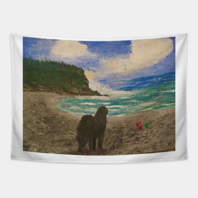 Newfoundland Dog Tapestry by Allison Prior Art