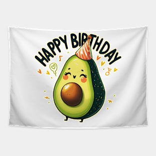 Cute Kawaii Avocado Fruit Happy Birthday Party Tapestry