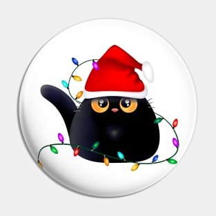 Christmas Black Cat with lights Pin