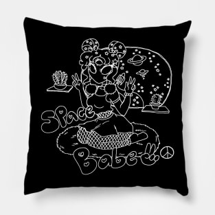 Alien Space Babe - White Line Pillow