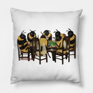 Bees Playing Poker Pillow