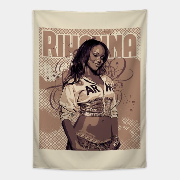 Rihanna style // Brown vintage // Poster art Tapestry by Degiab