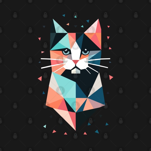 Geometric Cat Retro Design by Delicious Art