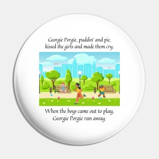 Georgie Porgie pudding and pie nursery rhyme Pin