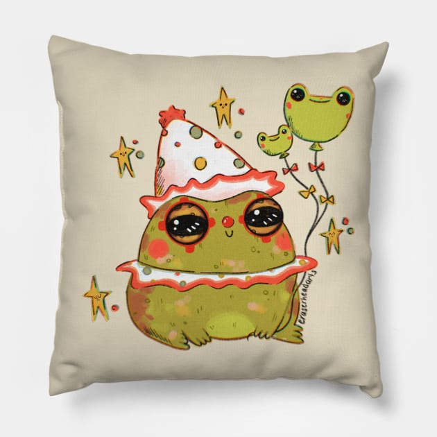 Clown Froggy Pillow by eraserheadarts