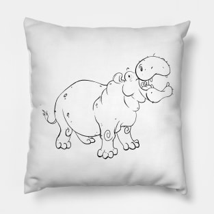 Hippopotamus - Line Art Pillow