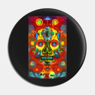 a painting of a colorful skull with many eyes, a digital painting, by Android Jones, psychedelic art, salvia droid, lsd Pin