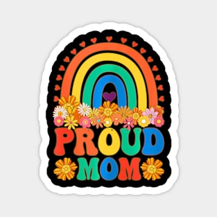 Proud Mom Groovy LGBTQ Mom Magnet