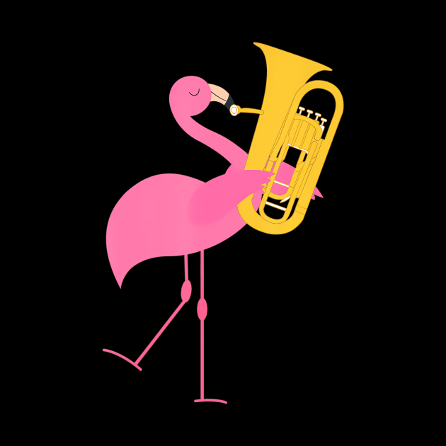 Beautiful Flamingo Playing Tuba Musician by mccloysitarh