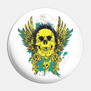 Zombie Skull with Wings Pin