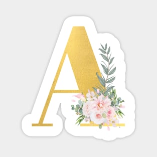 Letter A floral motives and gold design Magnet