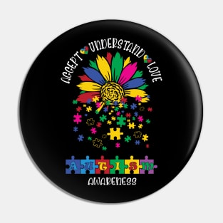 Daisy Autism Awareness Accept Understand Love Pin