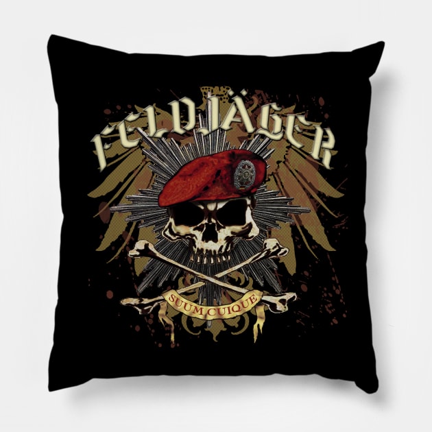 Feldjager Skull w/ Prussian Star Pillow by Hellacious Designs