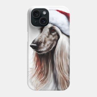Afghan Hound Wearing A Christmas Hat Phone Case