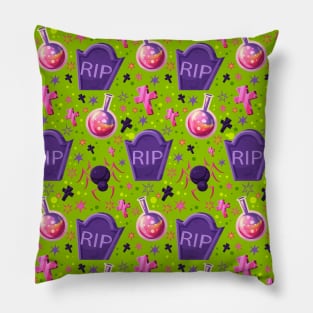 RIP Headstone Spider Cross Halloween Cute Fun Spooky Creepy Design Pillow