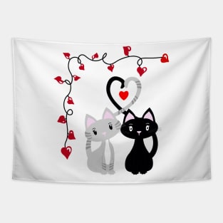 CATS IN LOVE Kittens and Hearts Tapestry