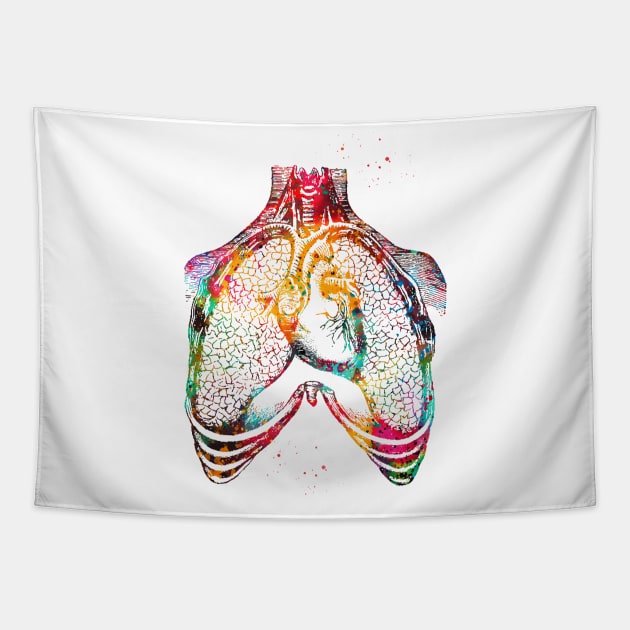 Human heart and lungs Tapestry by erzebeth