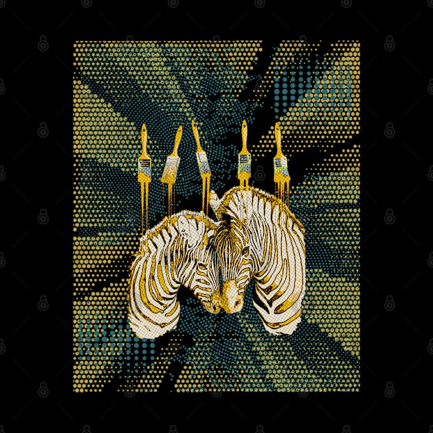 Yellow zebras, Halftone, retro, vintage, old scool, paint fun, 80 s, 70 s by Collagedream