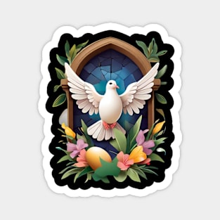 Easter Dove with Spring Vibes  Religious Art Gifts Magnet