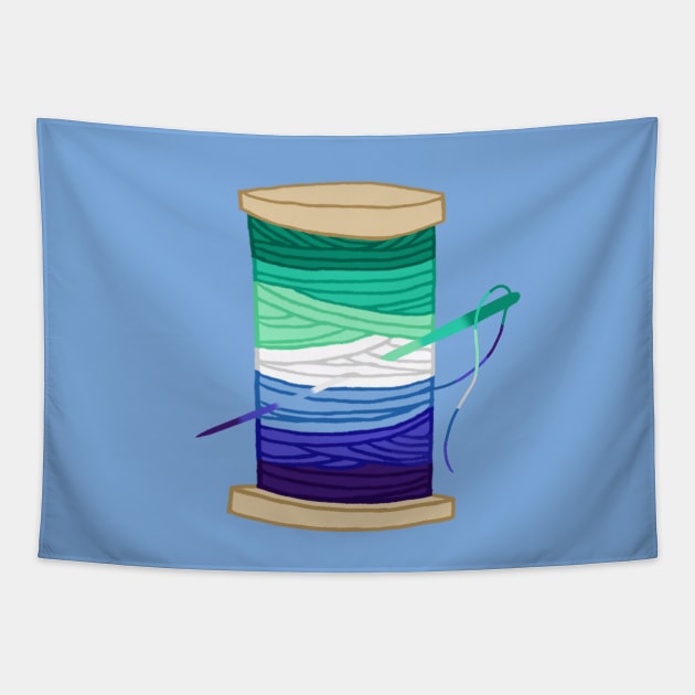 Thread Spool Pride Flag (Gay Men's) Pride | Ocean Wave Tapestry by Mochabonk