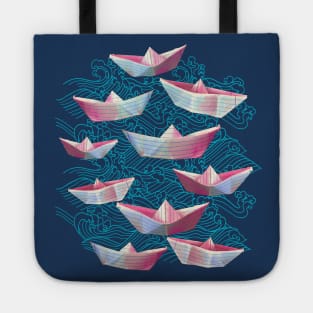 Blue Waves and Paper boats Tote