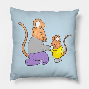 Dry Your Tears, Mouse and Baby Mouse Illustration Pillow