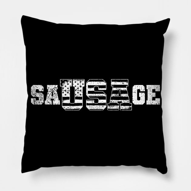 Sausage USA American Flag Pillow by KAWAIITEE