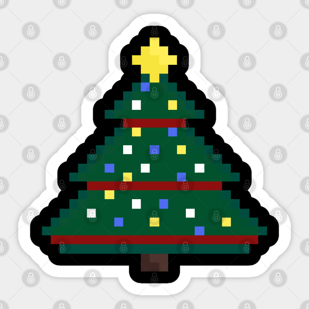 Christmas Tree Pixel Art Christmas Trees Sticker Teepublic