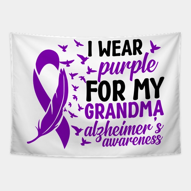 Alzheimer's Awareness Grandma, I Wear Purple for My Grandma Tapestry by mcoshop